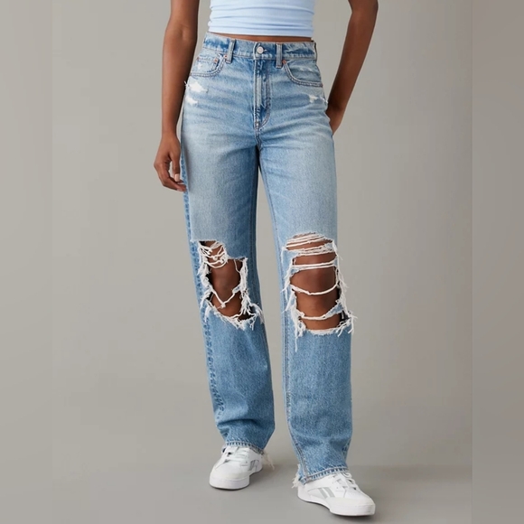 American Eagle Outfitters Denim - American Eagle Super High-rise Baggy Straight Jeans